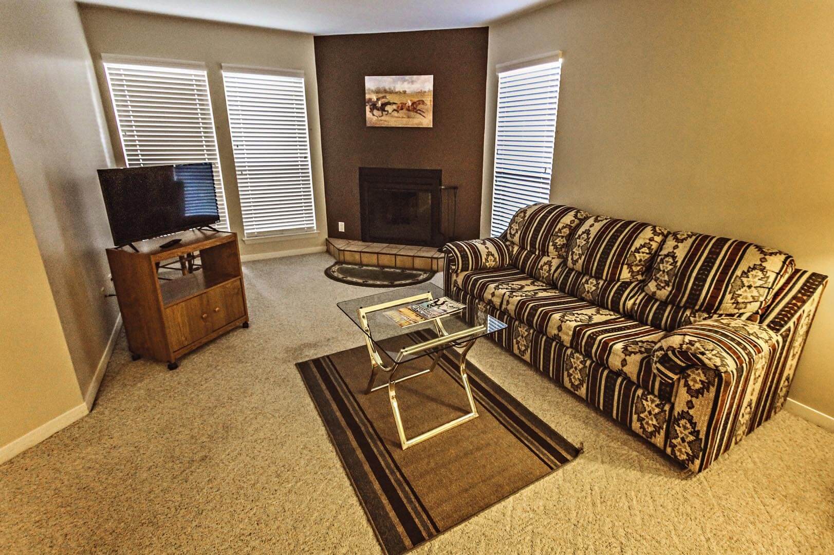 A cozy living room at VRI's Ruidoso Downs at Champion Run in New Mexico.
